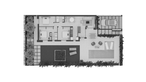 Villa floor plan, 3 bedrooms in La Pinada Nature Resort No. 4 (2D)