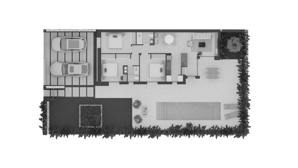 Villa floor plan, 3 bedrooms in La Pinada Nature Resort No. 5 (2D)