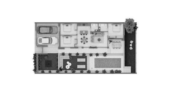 Villa floor plan, 3 bedrooms in La Pinada Nature Resort No. 3 (2D)